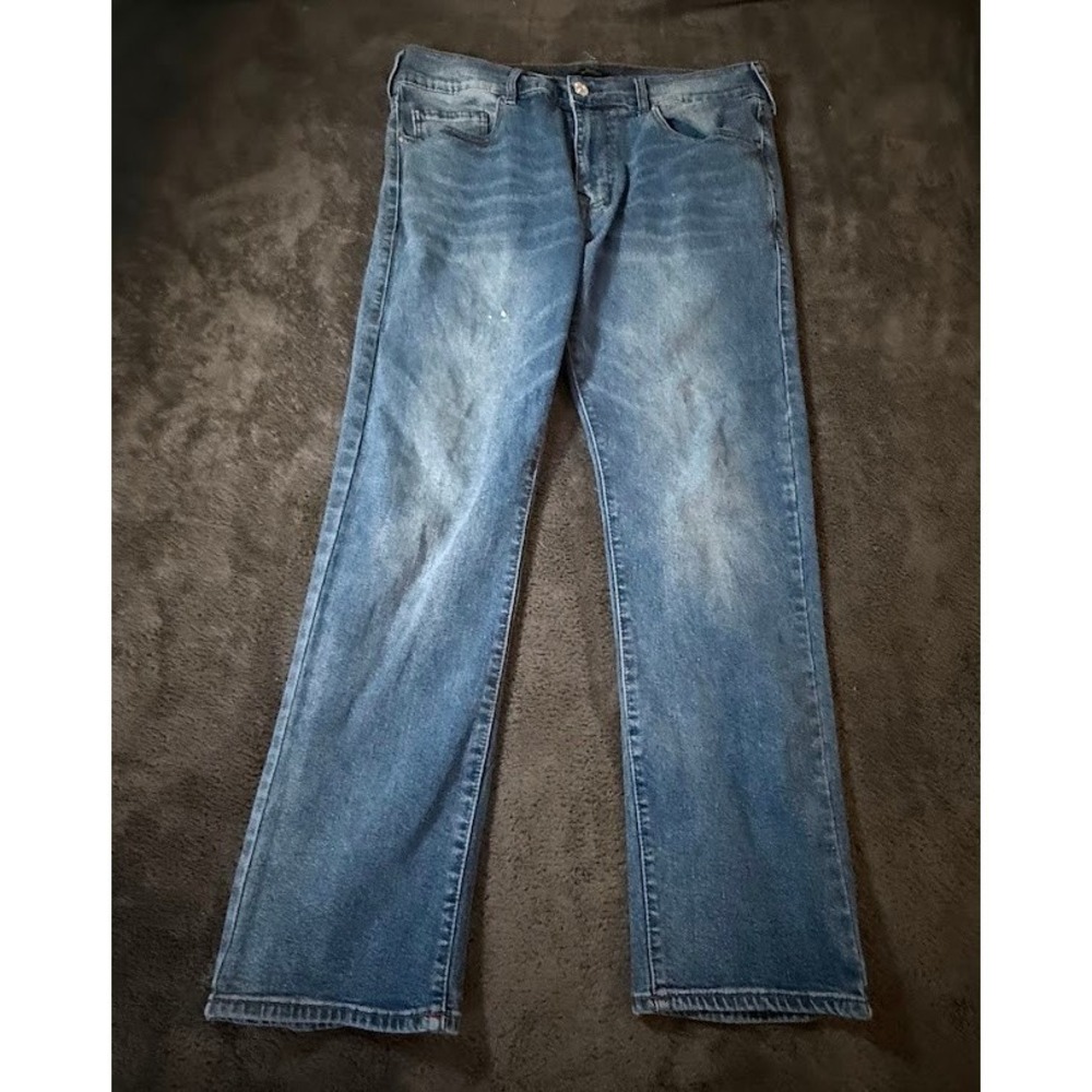 True Religion Mens Ricky Straight Leg Blue Denim Jeans Medium Wash 36x31